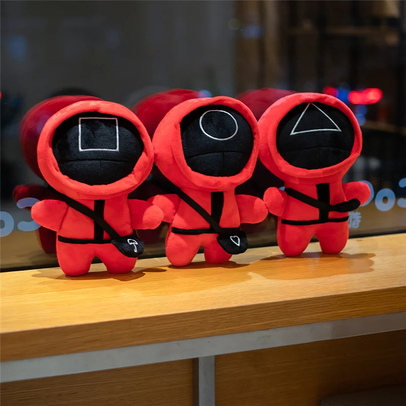 

Squid Game Cosplay Plush Toy Korean Hot TV Anime Red Mask Man Soft Stuffed Plush Doll Halloween Dressup Birthday Gift for Kids