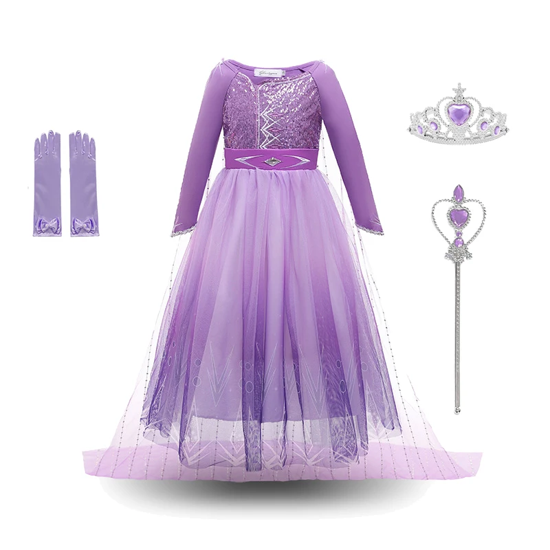 

Бальное платье принцессы Эльзы для девочек, костюм для косплея Disney «Холодное сердце 2», детский нарядный костюм на Хэллоуин, день рождения, к...