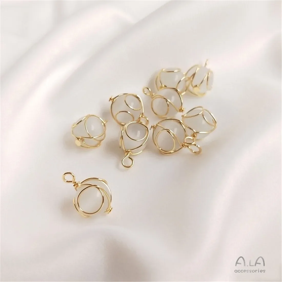 14 К позолоченная медная проволока опал бусина кулон ювелирные изделия ручной