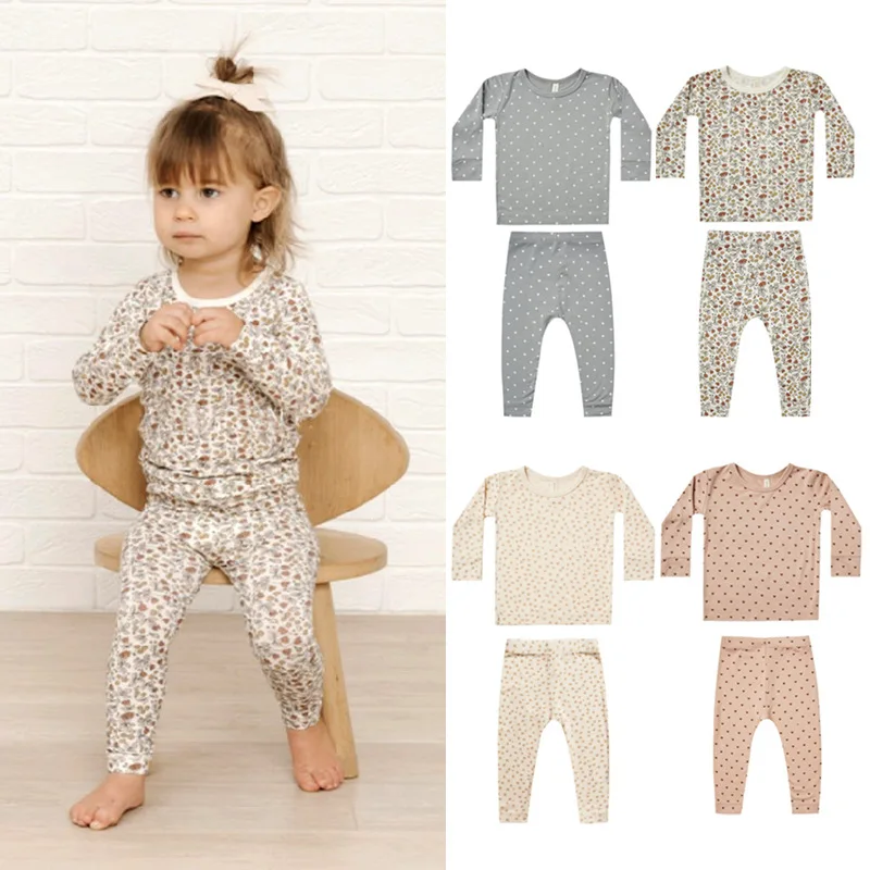 Baby Boys Girls Toddler Soft Comfy Modal Pajamas Set Long Sleeve Bodysuit Homewear Clothing