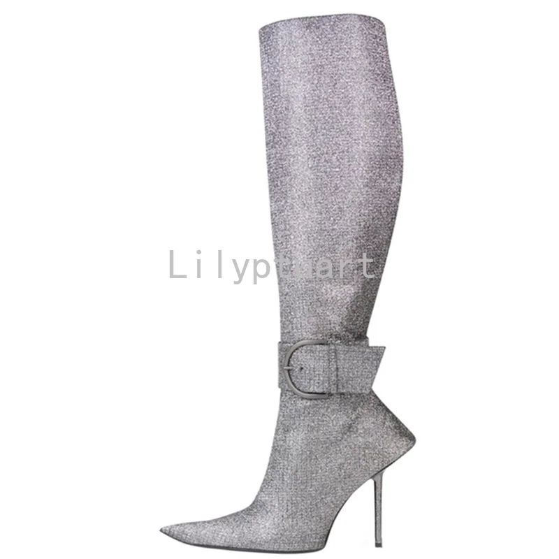 New Women's Shoes Sexy Stiletto Heels Pointed Zipper Dress Party Party Luxury Ladies Shoes Knee High Boots Size 43 Women Shoes