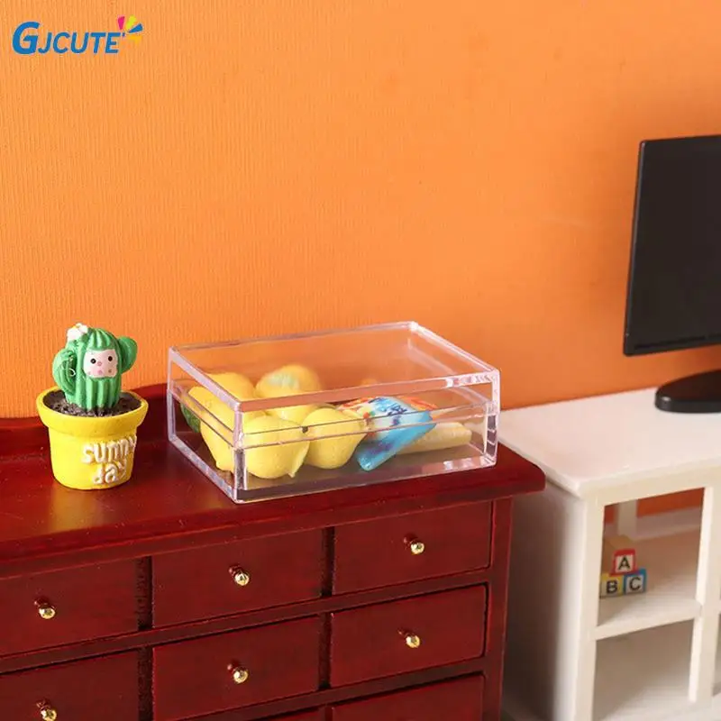 

1 шт., прозрачный пластиковый мини-контейнер для хранения аксессуаров для кукольного домика 1:12