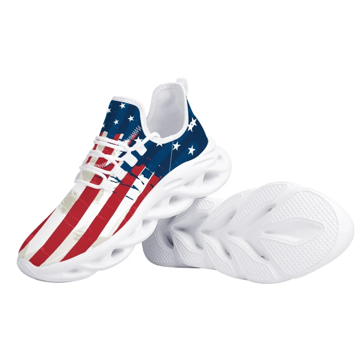 Belidome American Flag Design Shoes Womens Athletic Running Mesh Breathable Casual Sneakers Lace Up Walking Footwear Zapatos