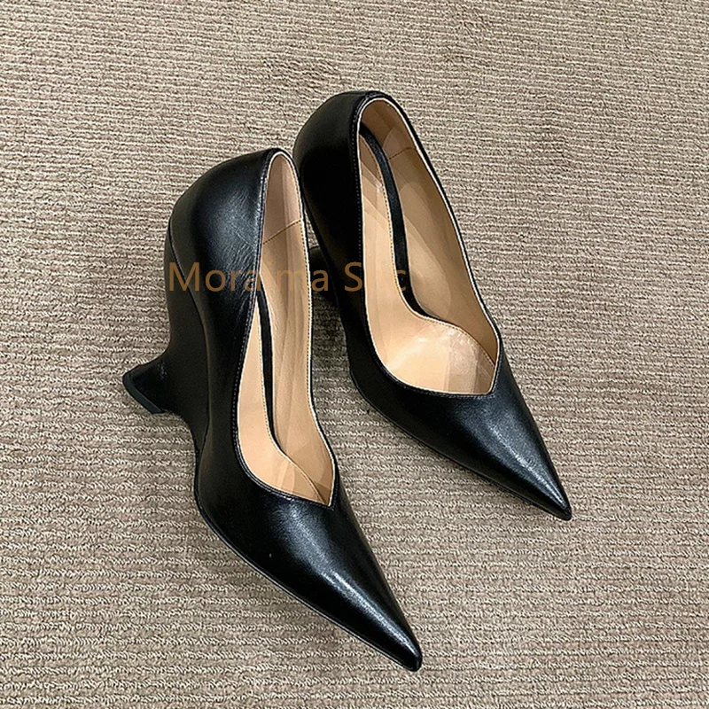 2023 Spring New Black Strange Style Women Pumps Pointed Toe Female Retro French High Heels Shallow Single Shoes Female All Match