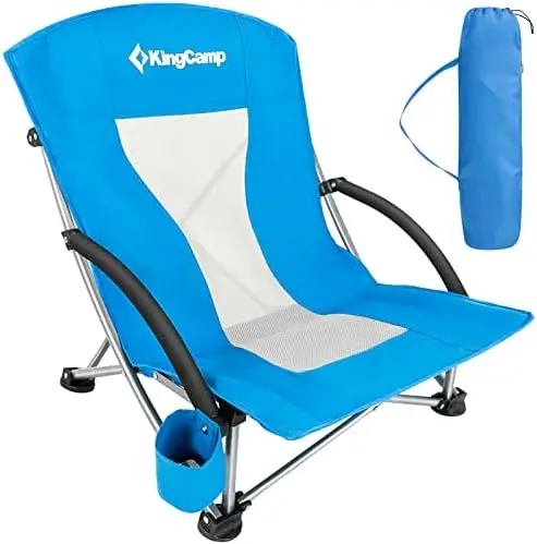 

Folding Beach Chairs for Adults,Portable Lightweight Lowback Sling Chair with Headrest,Cup Holder,Carry Bag Armrest,Foldable Cha