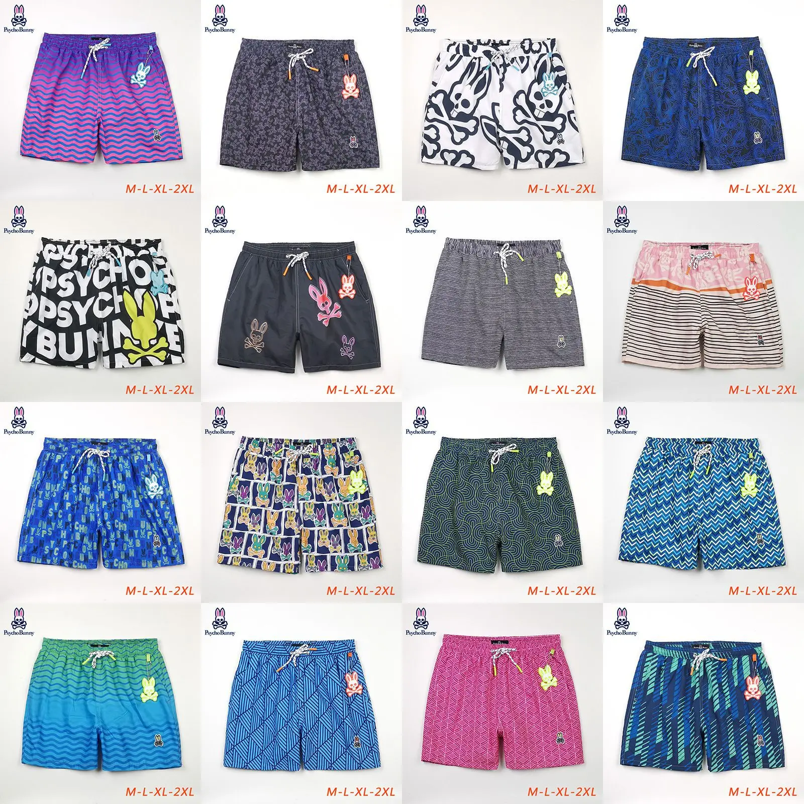 

2023 Summer New Men's Beach Pants, Men's Beach Surfing Shorts, Psycho Bunny Printed Fashion Outwear Shorts