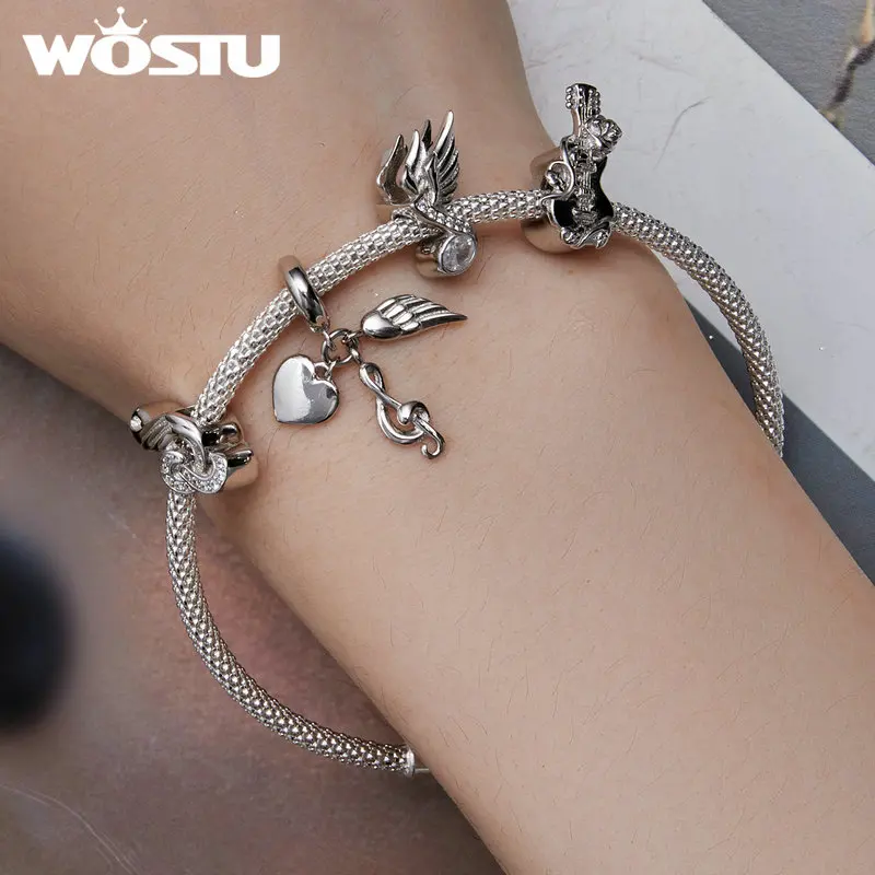 Шарм-бусина для музыкальной гитары из серебра 925 пробы