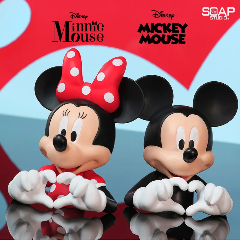 

Disney Kawayi Mickey Minnie Mouse Figure Heart Posture Action Figurines Model Statue Anime Home Coffee Machine Decoration Gifts