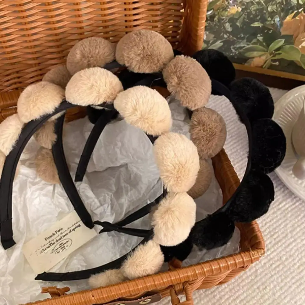 Повязка для волос плюшевая женская декоративный Эластичный Бандаж с шариками