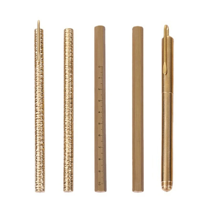 

Business Signing Pen with Scale Ruler Brass Pen Lid Signature Pen Refillable JIAN