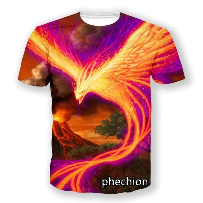 

Phechion Новая мода для мужчин/женщин феникс 3D печать короткий рукав Повседневная футболка спортивные хип-хоп летние топы L197