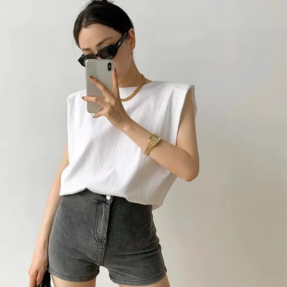 

Summer Tees T-shirt Women Tops Casual Solid Sleeveless Basic Sexy Slim Office Ladies T-shirts Simple Womens Tops Blusas Female