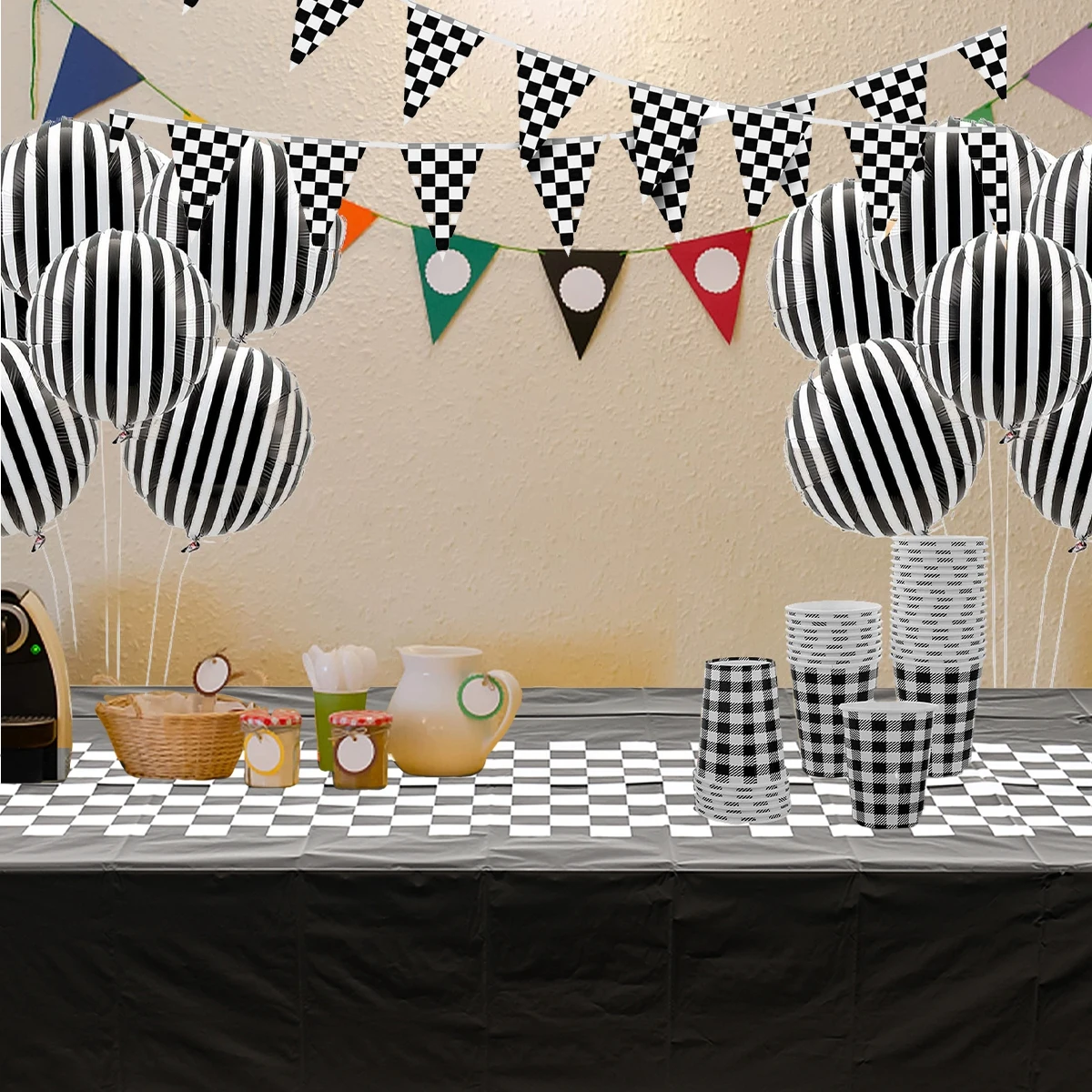 Гоночный автомобиль клетчатая скатерть спортивные аксессуары украшение