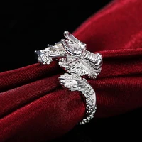 dragon womens ring wedding bride female adjustable rings 925 stamp silver color luxury designer vintage jewelry free shipping