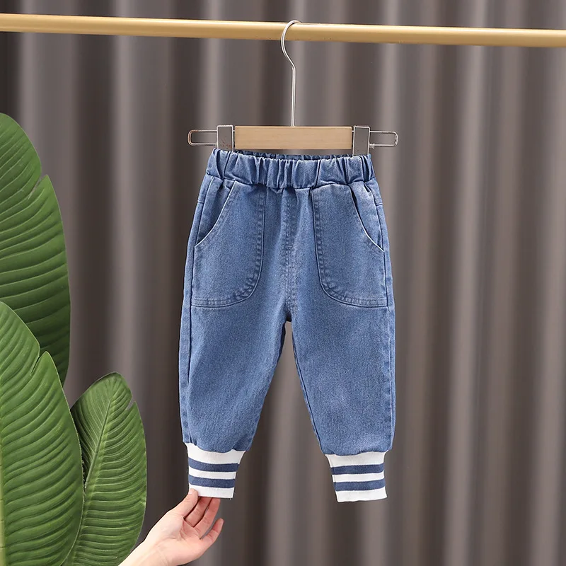 OLEKID 2022 New Spring Autumn Children Girl Jeans Washed Denim Pants For Boys Elastic band Kids Trousers Baby Boy Clothes |