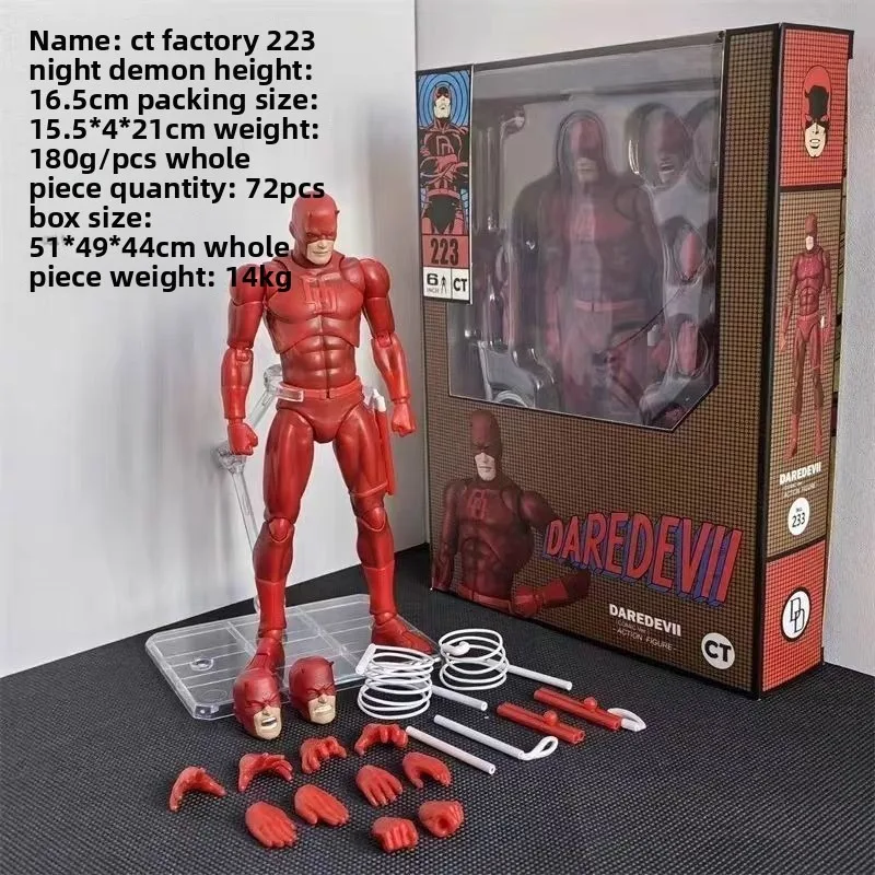 Фото Коллекционная фигурка CT Toys MAFEX 223 Дэйрдевил (версия из комиксов), многосуставная, подвижная, модель героя Marvel, подарок для рабочего стола WY №1