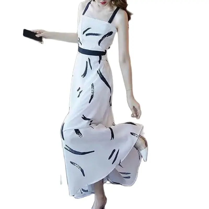 

Long Suspender Dress Summer Female 2023 New Slim Temperament Slim Dress Waist Elegant Fairy Strap Skirt Children Tide