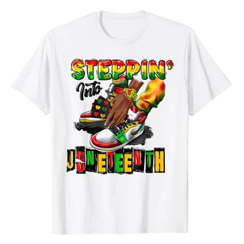 

Youth Shoes Steppin' Into Juneteenth Like My Ancestors T-Shirt Black Pride African Americans 1865 Freedom Day Graphic Tees Tops
