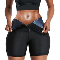 womens high waist coated sports fitness shorts shapers leggingsbreasted abdominal sweat pants yoga pants