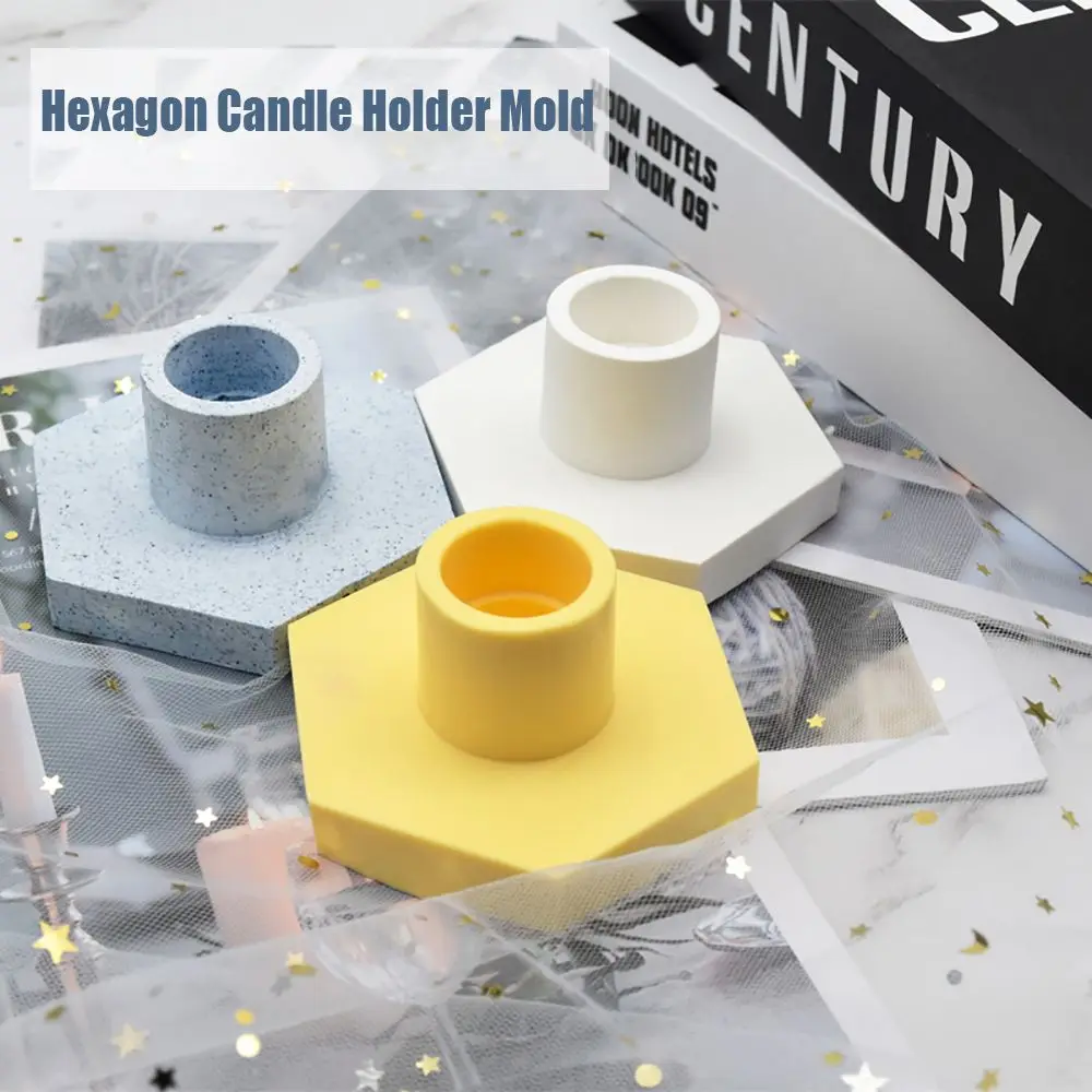 

Handmade Concrete Plaster DIY Clay Silicone Molds Hexagon Candle Holder Candlestick Casting Mould Resin Mold
