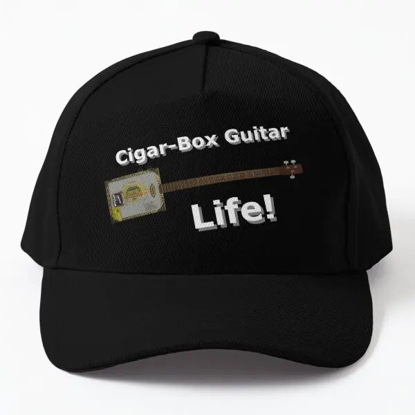 

Cigar Box Guitar Life 1 White Letters Baseball Cap Hat Black Casual Hip Hop Czapka Casquette Outdoor Solid Color Women Sun