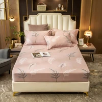 queen full twin king size bed sheets elastic fitted sheet cotton sanding mattress cover new printed bedspread no pillowcase