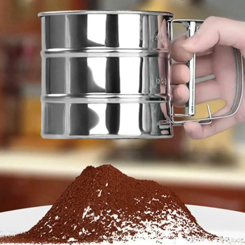 

Hand-operated Flour Sieve Hand-pressed Semi-automatic Cup Flour Sieve Kitchen Baking Sieve Accessories Cake Coffee Gadgets