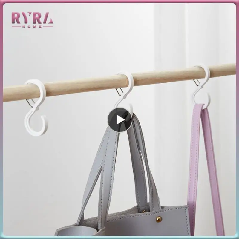 

Multifunction S-type Lock Catch Hooks Anti Falling Wardrobe Hat Bag Storage Hooks Kitchen Bathroom Cross Bar Drying Hook