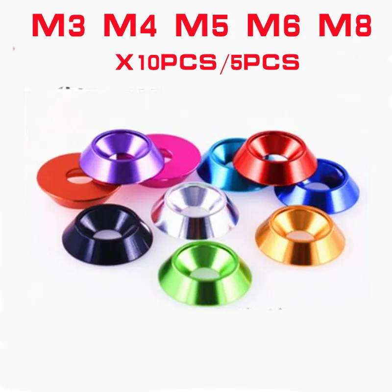 

5-10pcs m3 M4 M5 M6 M8 Aluminum colorful countersunk umbrella head washer gasket