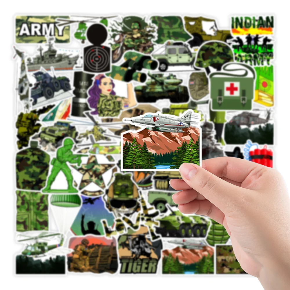 

50pcs Military Fan Army Stickers For Journal Phone Laptop Stationery Notebooks Soldier Sticker Vintage Scrapbooking Supplies