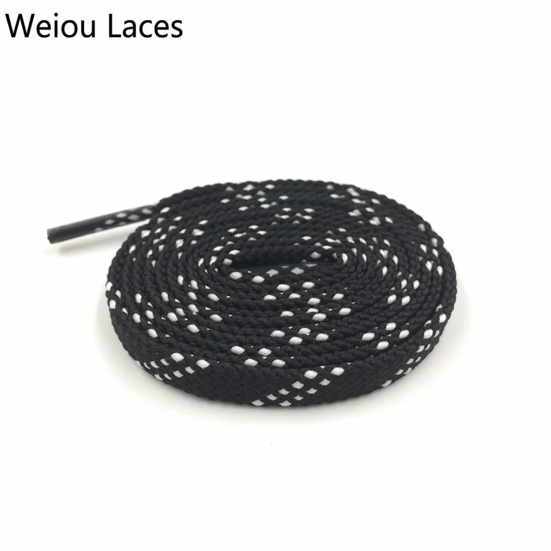 Weiou Double Layer 0.8cm Classic Kids Adult Black White Athletic Sport Flat Shoelaces For Sneakers Bootlaces Unisex Shoe Laces