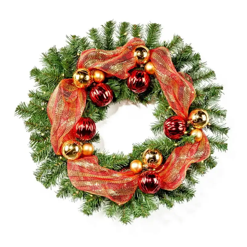 

Noble Fir Pre-Lit Warm White LED Pre-Decorated Artificial Christmas Wreath