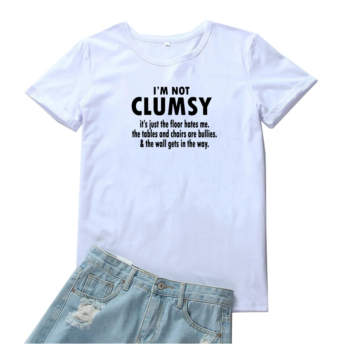 

Женская футболка с надписью «I'm Not компромиссная», футболки с надписью «It's Just The Floor Hates Me», женские свободные хлопковые футболки, забавные Гра...