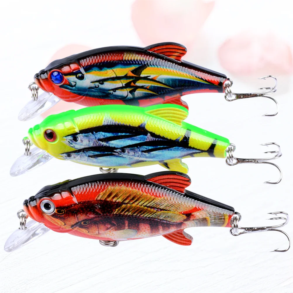 

3 Fishing Set Colorful Hard Hard Floating Minnow Lure Bait for Bass Trout Walleye 8cm/ 109g