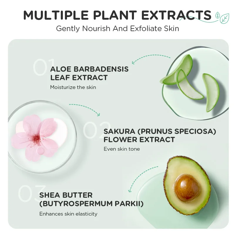 Отшелушивающий гель LAIKOU для пилинга скраб лица увлажняющий отбеливающий зеленый