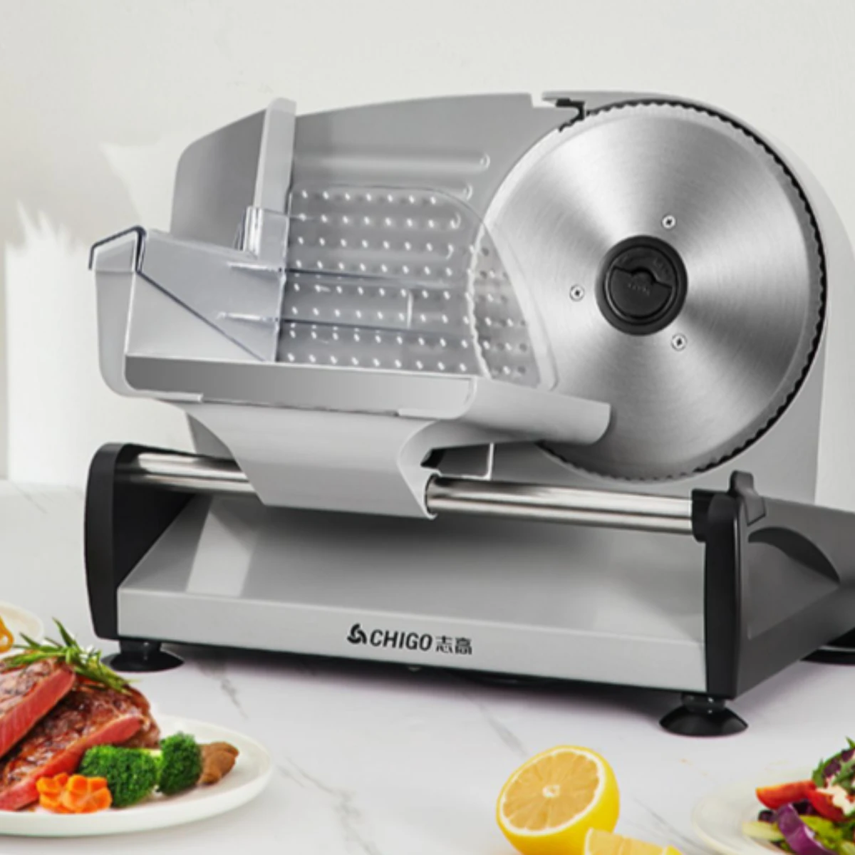 

Электрическая слайсер для мяса Deli, слайсер для еды со съемным лезвием из нержавеющей стали, слайсер для мяса с регулируемой толщиной, защита от детей