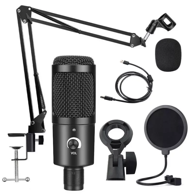 Computer Condenser Microphone Kit With Adjustable Scissor Arm Stand Shock Mount for Laptop PC YouTube Studio Recording Voice enlarge