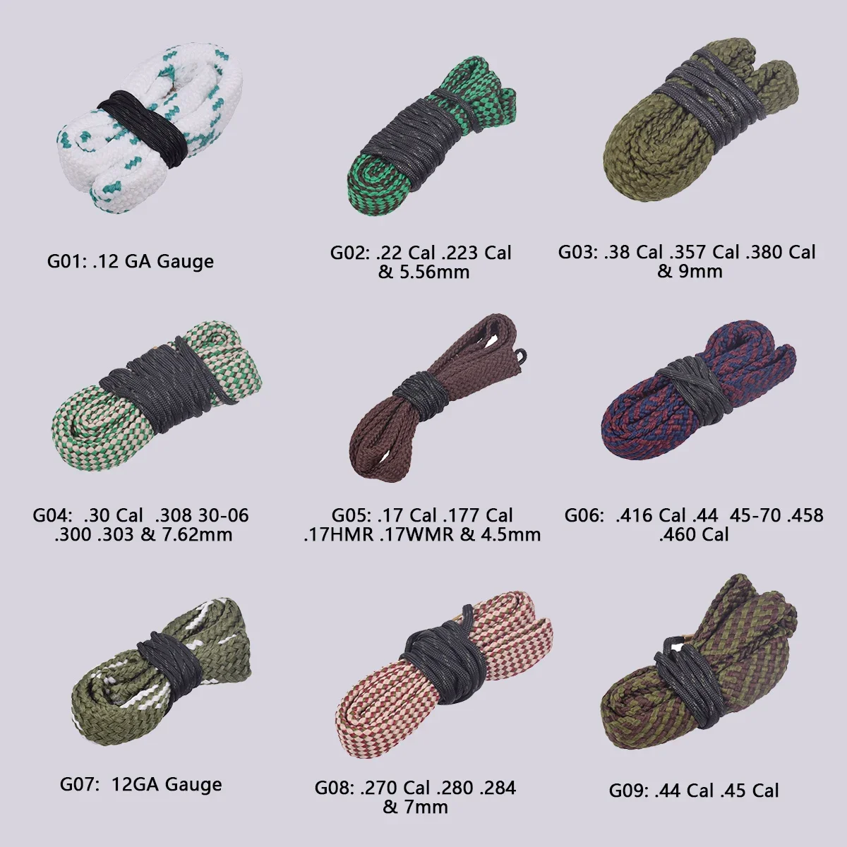 Набор для чистки тактического пистолета калибр ствола ружья веревка 9 мм 12GA .22 .223