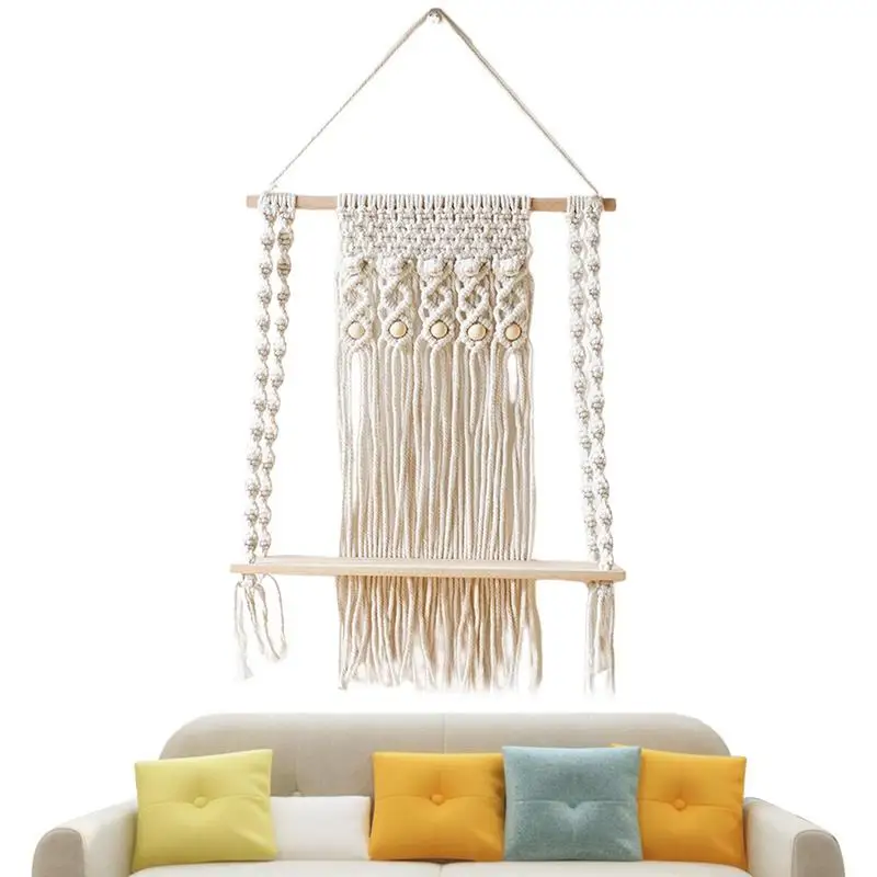 

Гобелены макраме из натурального хлопка в стиле бохо, Настенный декор, искусство, плетеная пряжа, украшение на стену в стиле бохо