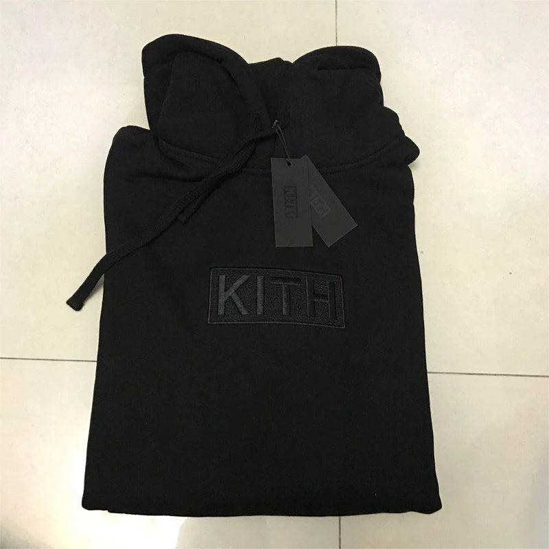 

2023, Классическая Толстовка с вышивкой логотипа Kith для мужчин и женщин, высококачественный пуловер с логотипом коробки 1:1, черный, красный, ро...
