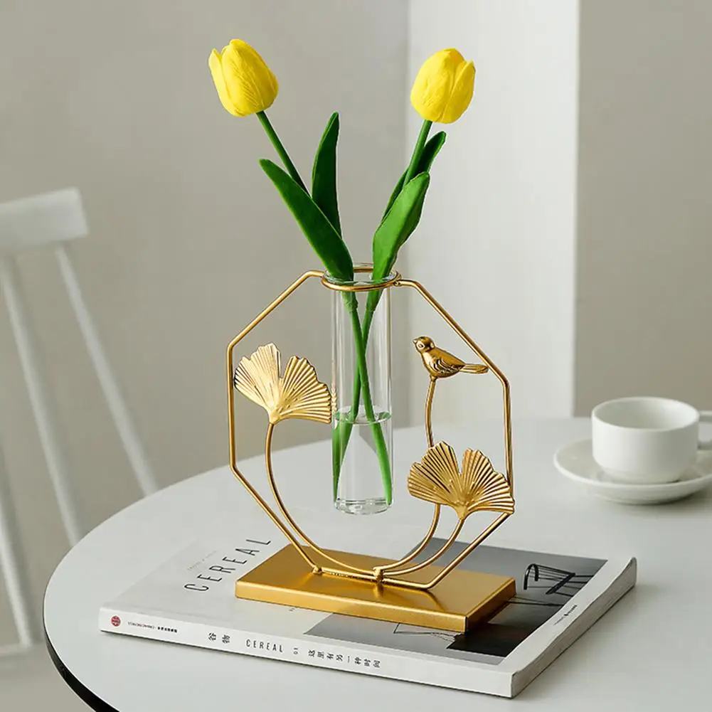 

Transparent Table Flowers Vases Hydroponic Flower Pot Metal Plant Holder Container For Home Decoration
