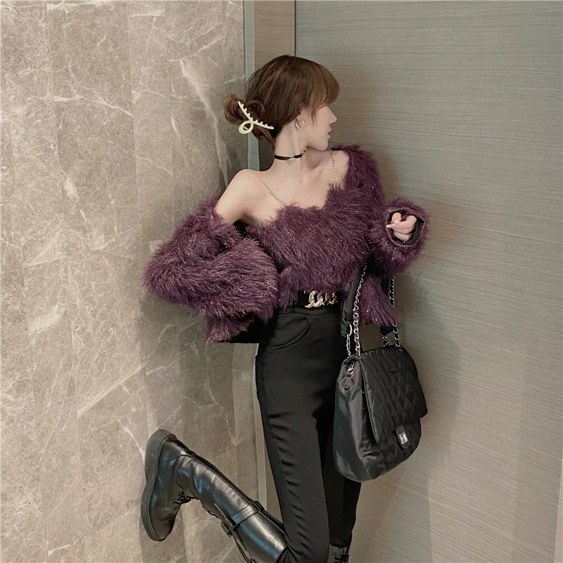 Woherb корейские комплекты осенний кардиган с V-образным вырезом и длинными