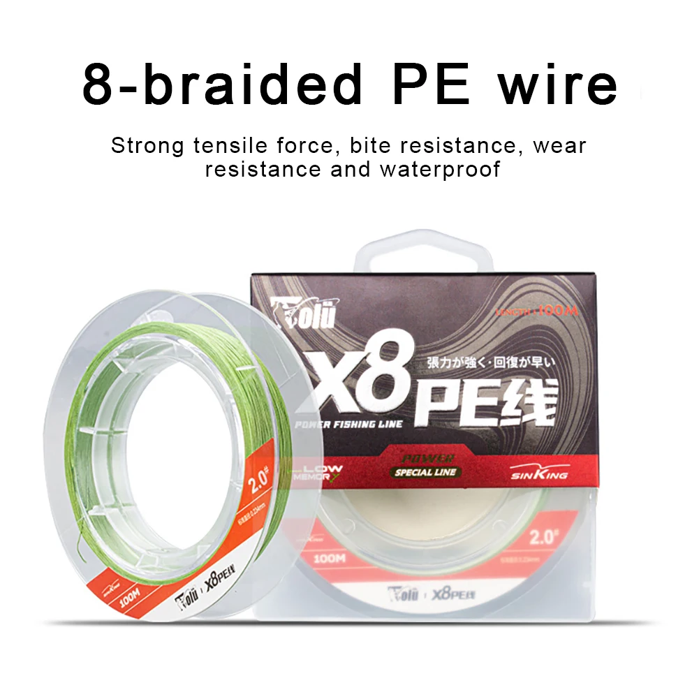 

Fishing Line Multifilament 8-braided PE Fishing Line Bite Resistant 100M Carp Fishing Japanese Braided Wire Fishing Accessories