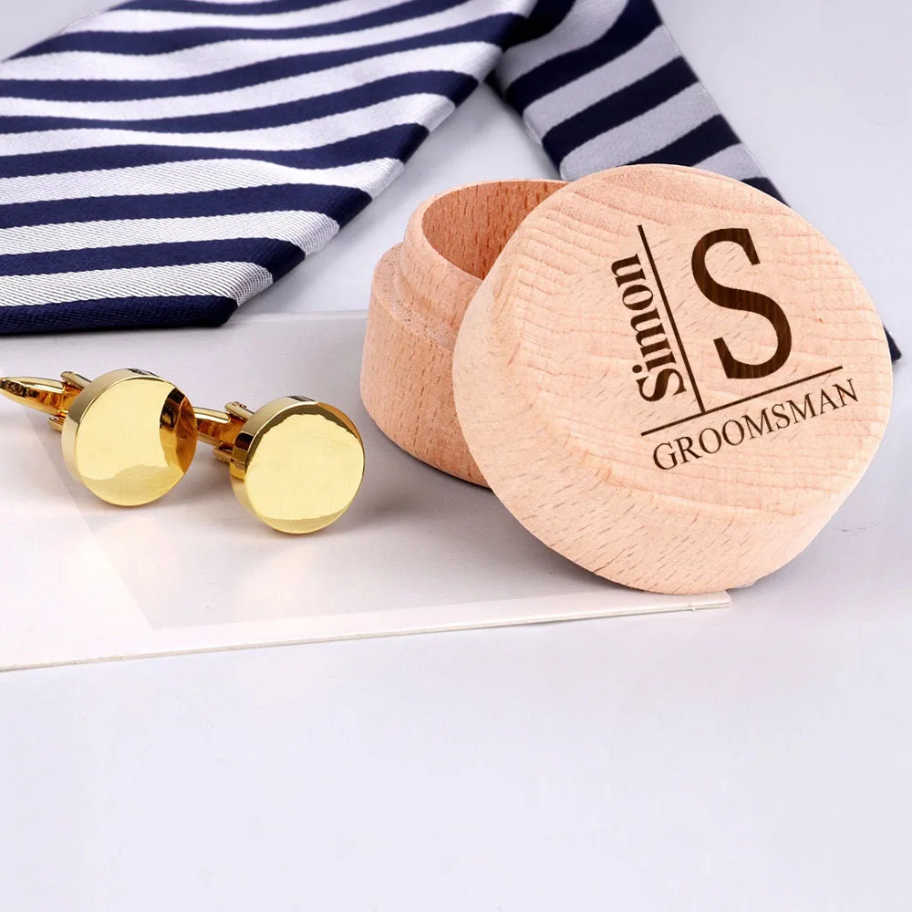 Personalized Wedding Day Cuff Links Box Wedding Party Favor Groomsmen Best Man Anniversary Gift