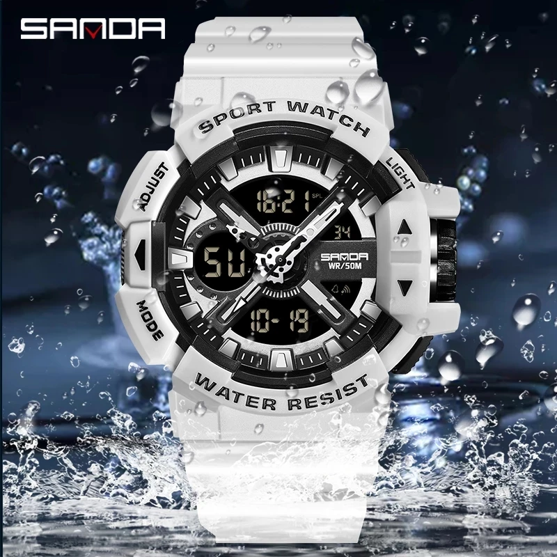 

Sport Wrist Watch Men Watches Dual Display Male Watch For Men Clock Outdoor Waterproof Wristwatch Famous Brand SANDA Hours 3128