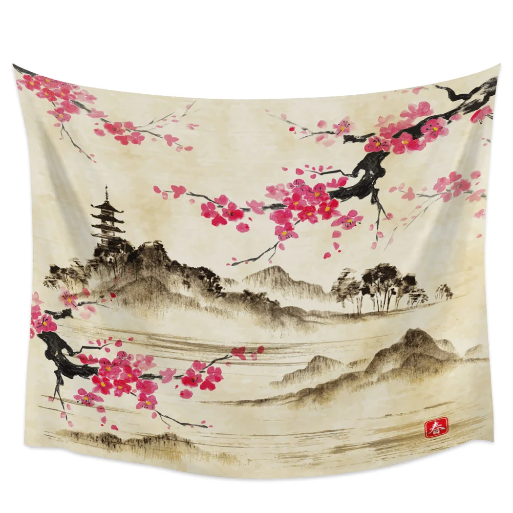 

Настенный Коврик в китайском стиле с чернильными цветами