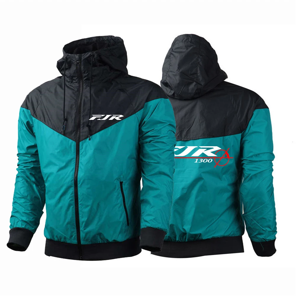 

2023 New Spring Autumn FJR 1300 MOTORCYCLE Logo Print Thin Windbreaker Jackets Men's Hooded Splice Sports Slim Sunscreen Outwear
