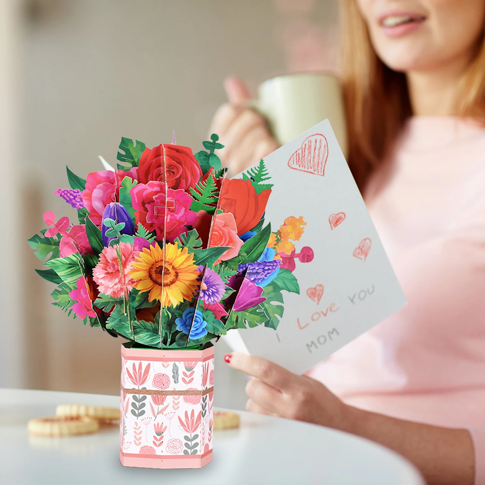 3D открытки с выдвижными цветами пригласительные на день рождения открытка