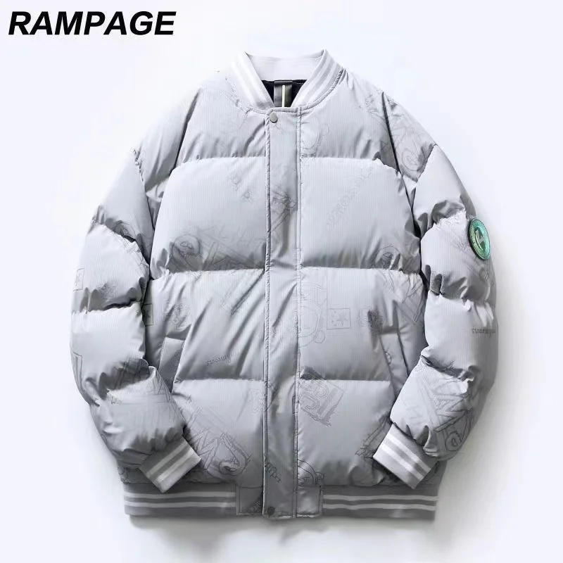 Men's Baseball Collar Jacket Winter Warm Padded Coat Loose And Casual Silk-like Cotton Male Clothing Thick Down Cotton Jackets