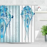 european style marine life jellyfish shower curtain classical pattern printing creative bathroom curtain home decor cortina bano